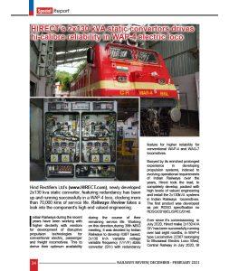 June 2021: Railway Review Journal article on new product Auxiliary Converter 2x130KVA for WAP4